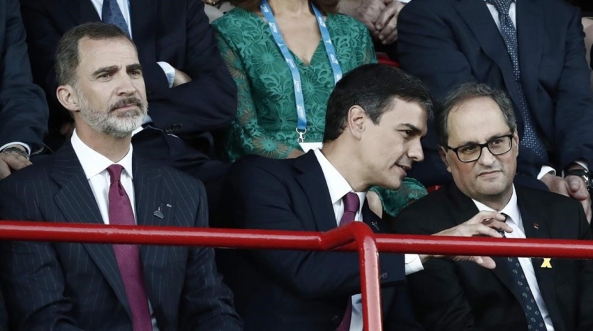 Felipe VI, Pedro Sánchez y Quim Torra